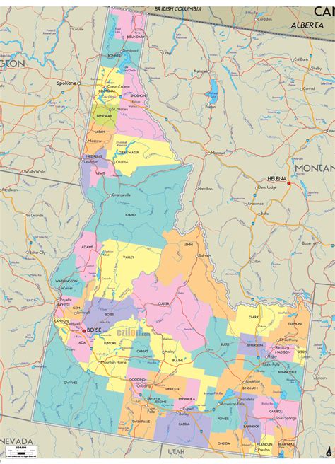 Comprehensive Map of Idaho: Cities and Counties Overview