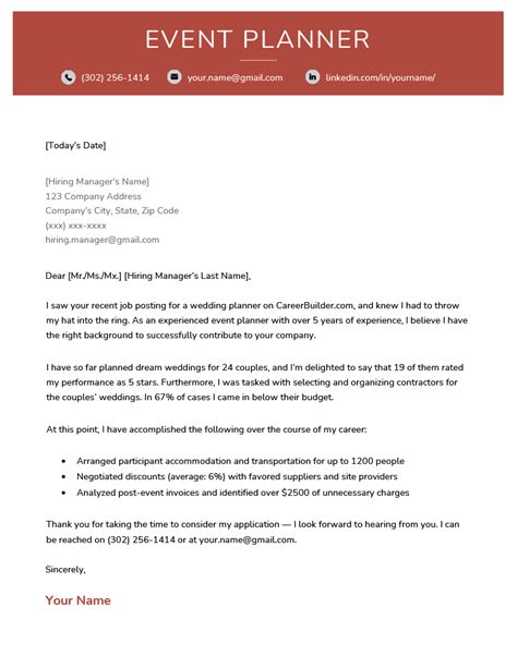 Crafting a Winning Event Planning Cover Letter