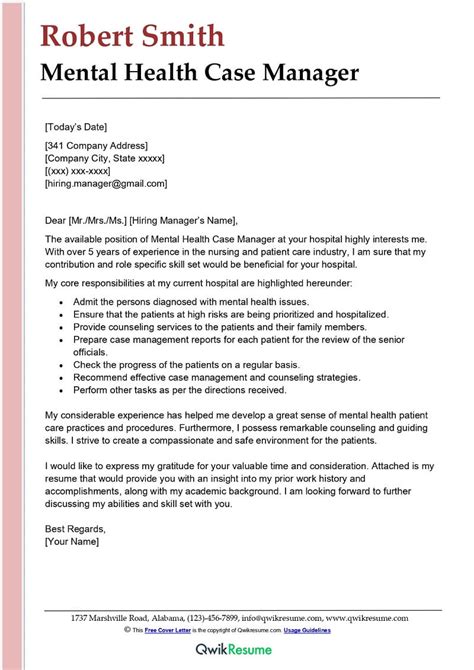 Crafting a Compassionate Cover Letter: Your Guide to Becoming a Mental Health Case Manager