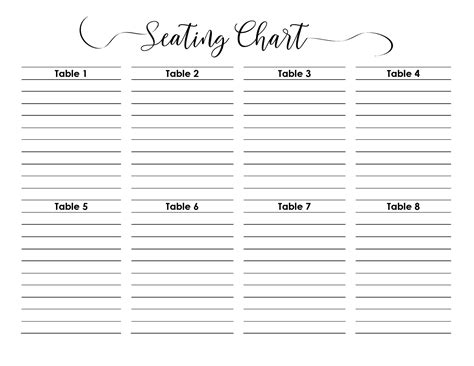 Printable Seating Chart Templates for Seamless Event Planning