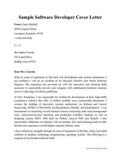 Crafting the Perfect Software Development Cover Letter