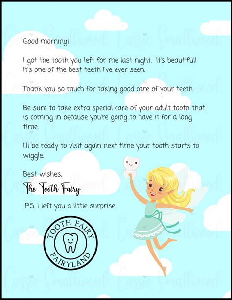 Free Printable Tooth Fairy Letter PDF Download: Create Magical Memories