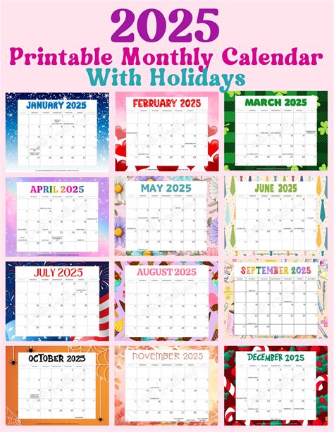 Your Essential 2025 Monthly Printable Calendar with Holidays