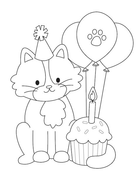 Purr-fect Birthday Cat Coloring Pages for Kids & Adults