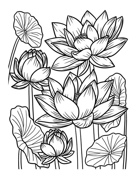 Serene Lotus Flower Coloring Pages for Mindful Relaxation & Art Therapy