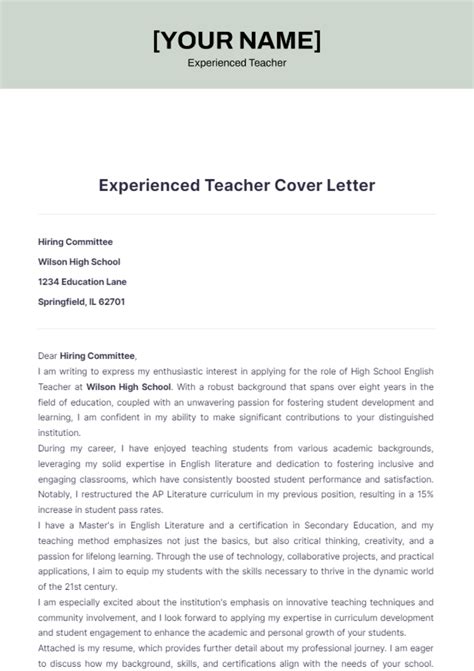 Crafting an Impactful Cover Letter: A Guide for Experienced Teachers