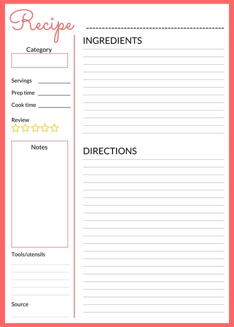 Elevate Your Kitchen: Free Printable Recipe Pages for Every Home Cook