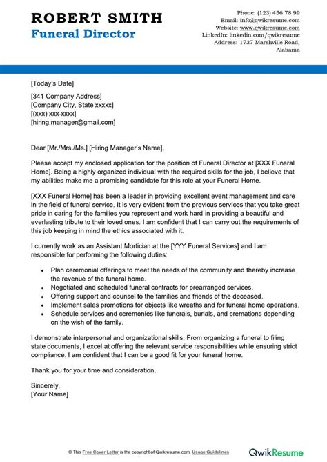 Crafting a Compassionate Funeral Director Cover Letter