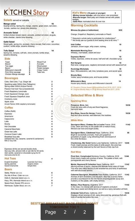 Discover the Delightful Kitchen Story Menu
