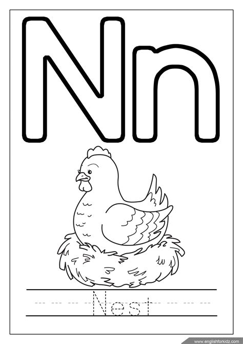 Engaging Letter N Colouring Pages for Creative Kids