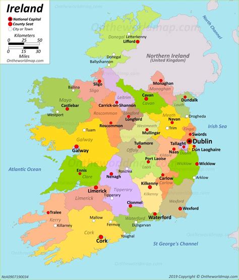 Comprehensive Map of Ireland: Counties, Major Cities, and Regions