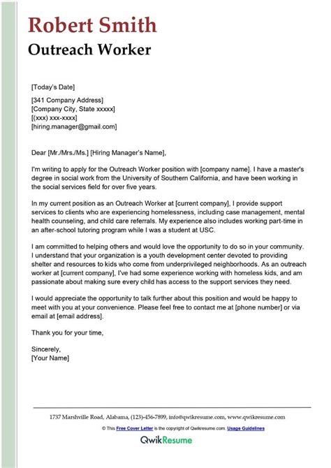 Crafting a Powerful Outreach Worker Cover Letter: Your Guide to Success