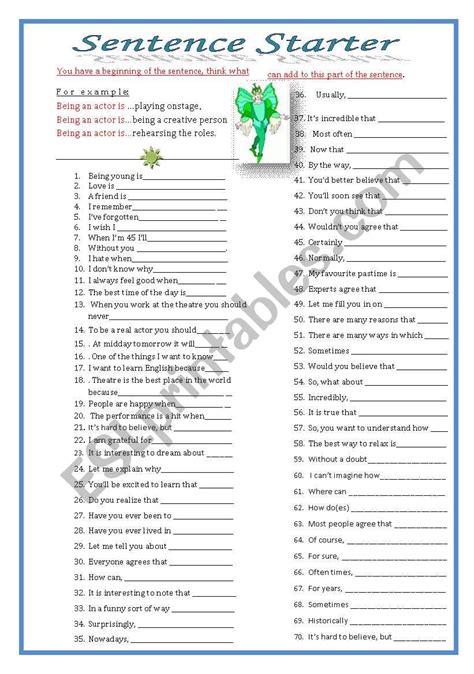 Unlock Your Creativity: Printable Sentence Starters Guide