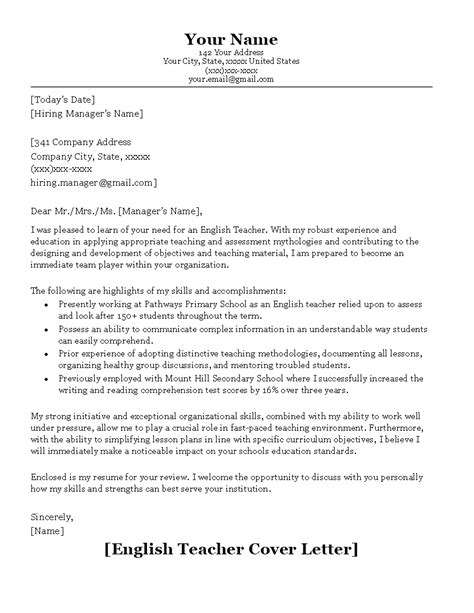 Crafting a Winning Teacher Cover Letter: Your Guide to Educational Success