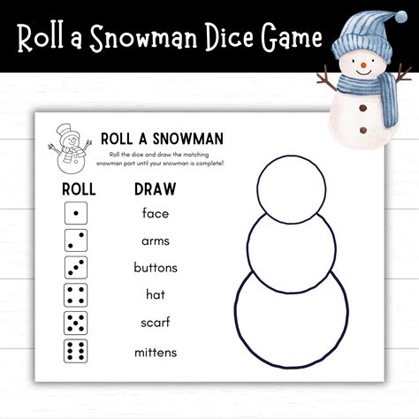 Roll a Snowman Dice Game: Free Printable for Winter Family Fun