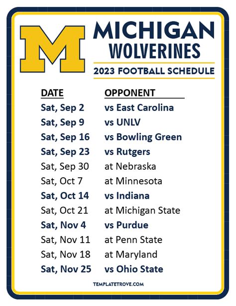 U of M Football Schedule Printable: Your Essential Guide to the Season