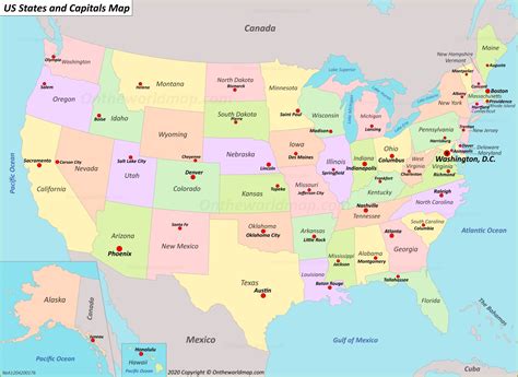 Printable US States and Capitals Map for Education and Fun